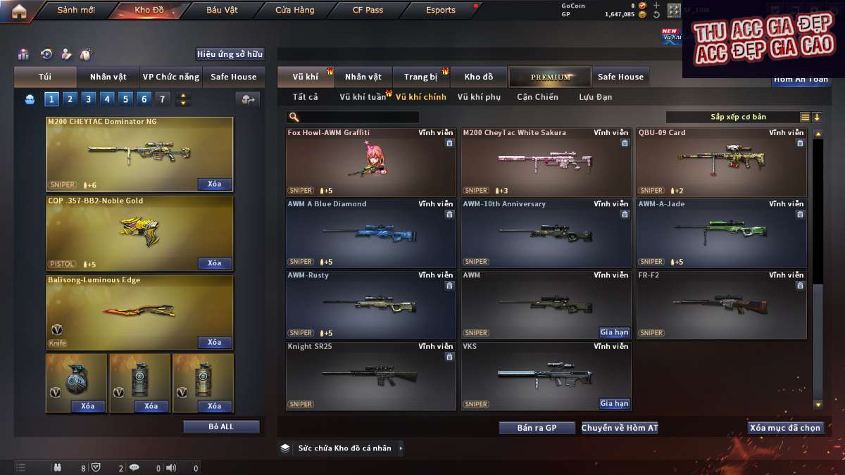 shop acc cf uy tin gia re